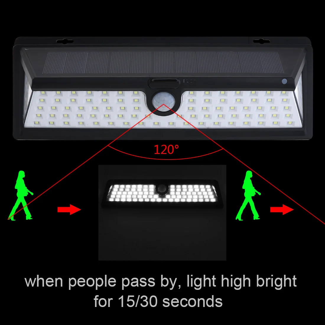 Outdoor LED Solar Light Solar Lamps Solar Power PIR Motion Sensor Wall Light with Different Lighting Modes for Garden / Pathway