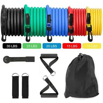 

11Pcs Resistance Bands Set Rubber Tubes Band Stretch Training Home Gyms Workout Elastic Pull Rope Upgraded Plastic Buckle