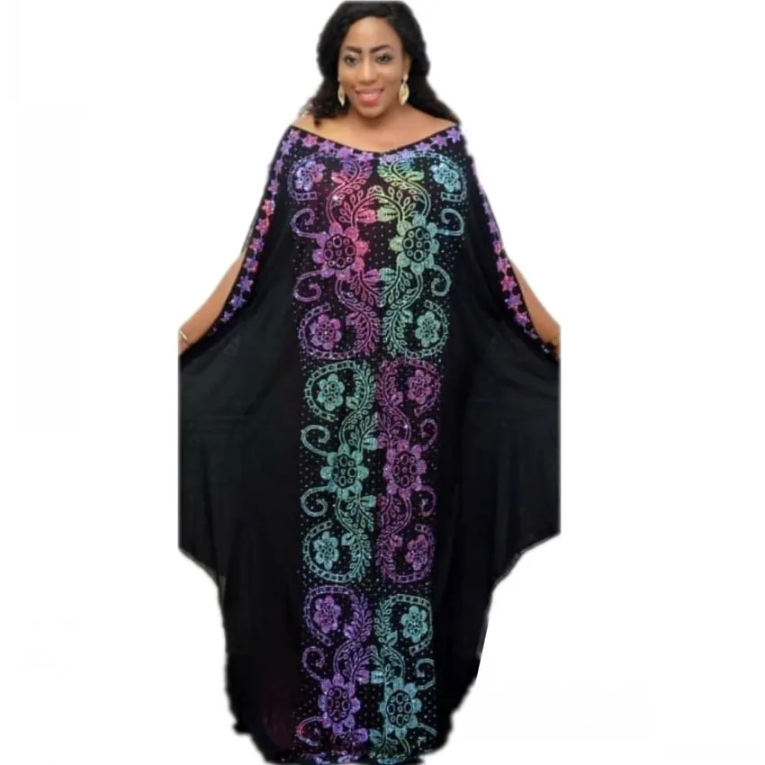 

2 Piece Set African Dress For Women Chiffon Straight Summer Dress Elegant Colorful Diamond Vestidos With Long Elastic Inner Wear