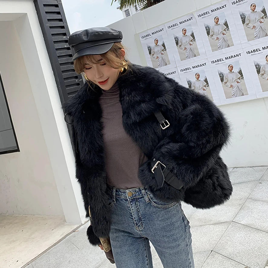 Women's Short Motorcycle Fur Jacket Winter Warm Overcoat Genuine Tuscan Sheepskin Leather Coat