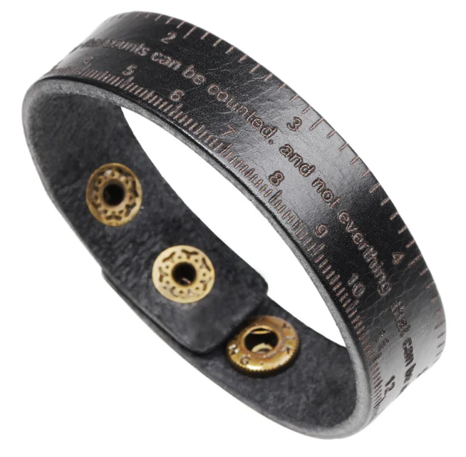Wholesale Retro Cuff Multifuncti Leather Bracelet Men British style Ruler Cowhide Leather Charm Bracelet Friend Gift - Окраска металла: A