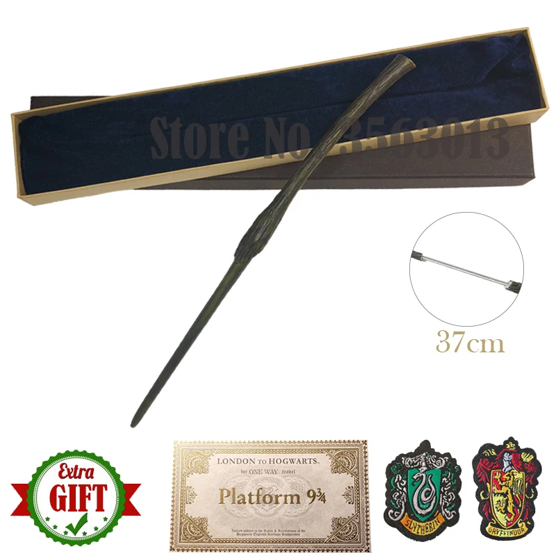 35-42cm Metal Core Magic Wand 20 Species Potters Cosplay Dumbledore Voldemort Malfoy Snape Wands Toys Ticket Badge As Free Gift