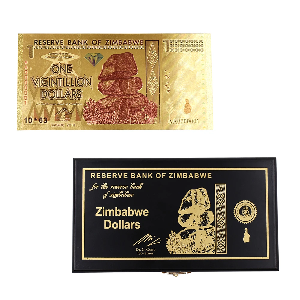 50pcs Vigintillion 1 Один Vigintillion долларах, золотые банкноты, накладные банкноты, 24k Золотая фольга, банкноты с коробкой для рождественских подарков, 50 шт./лот - Color: 50pcs Vigintillion 1