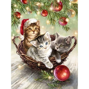 

DIY Full Drill Diamond Painting Christmas Gift Cat Cross Stitch Craft Kit