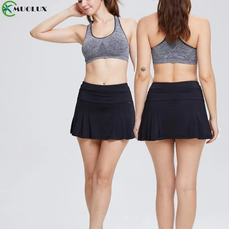 

2019 sports short skirt female casual solid color pleated skirt summer high waist pocket skirt female quick-drying elastic tenni
