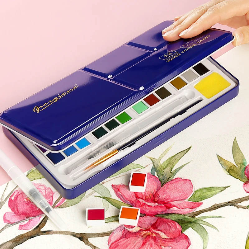 Billig 18 24 36 48 farben Wasser Feste Farbe Malen Set Metall Eisen Box Aquarell Malerei Pigment Tasche set Für Zeichnung Kunst Liefert