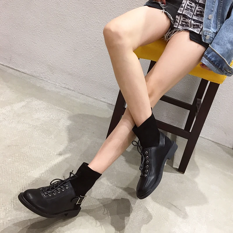 Ботинки; женские носки; chaussures femme; женская обувь с круглым носком; женские ботинки на низком каблуке с пряжкой; botas Mujer