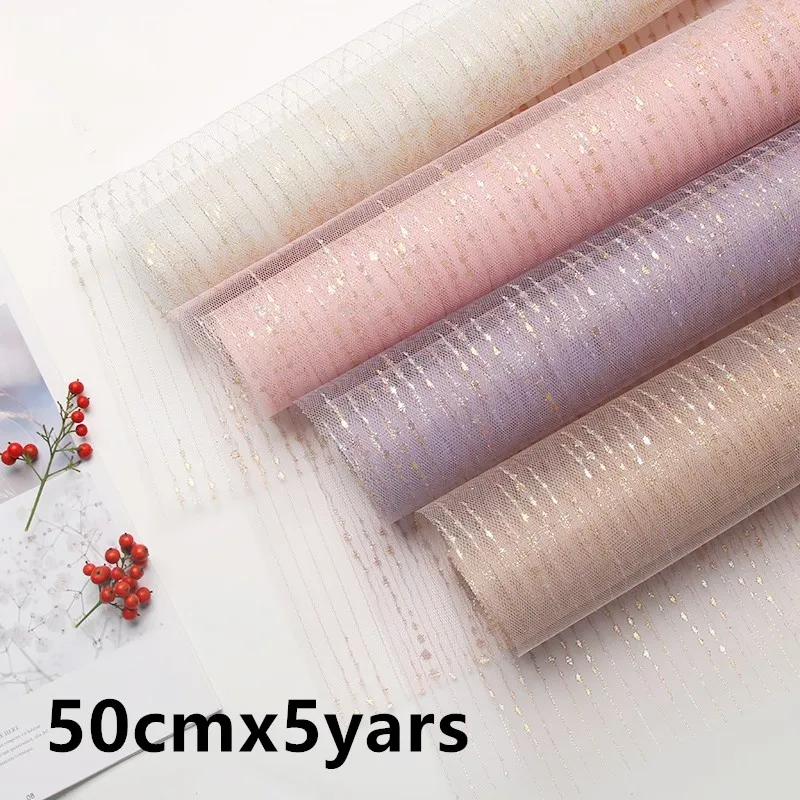 

50 см х 5 ярдов, бронзовая марлевая сетка, упаковка для букета цветов, упаковочная бумага для флористов, Свадебный декор, украшение для вечеринки и дома