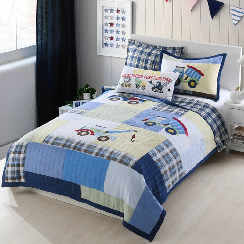 Chausub Kids Bedspreads Quilt Set 2pcs Boys Cotton Quilts For Truck Applique Bed Cover Pillowcase Blanket Twin Size Coverlets Quilts Aliexpress