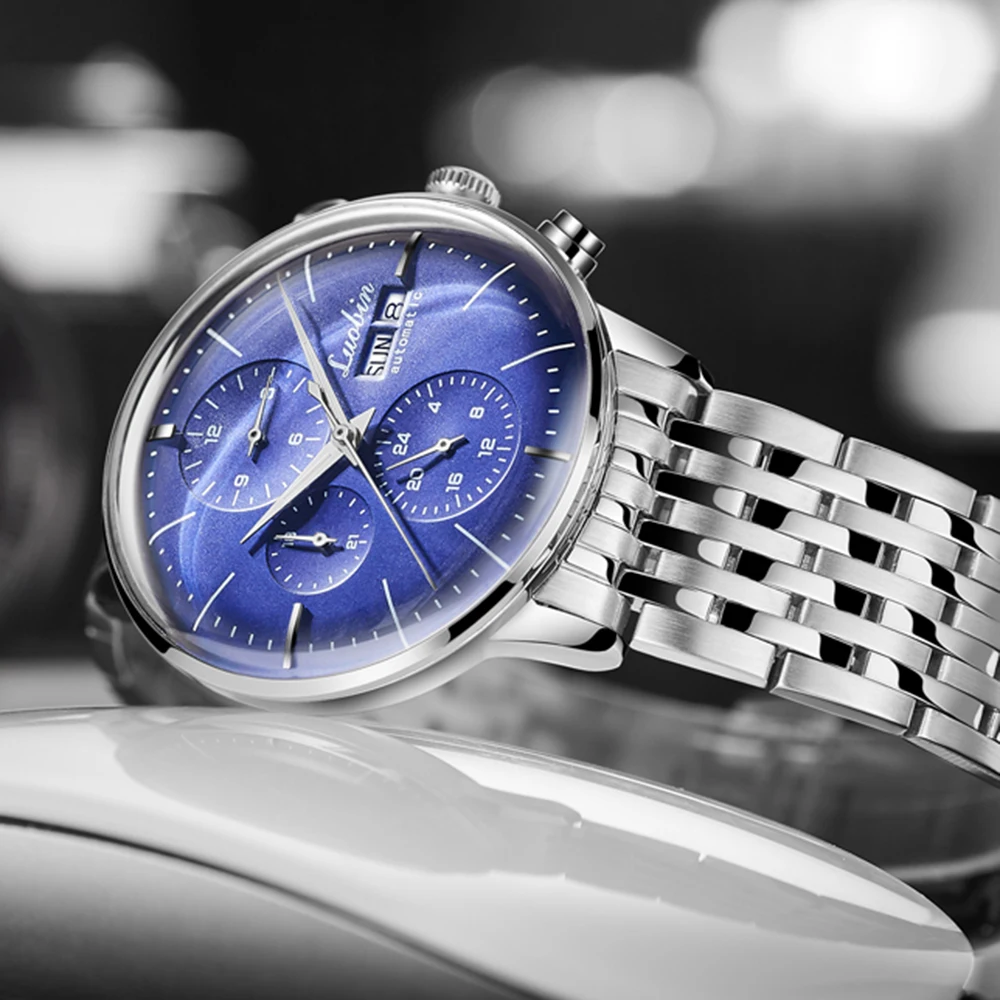 Luobin-メンズ自動機械式時計,プロフェッショナル,高級