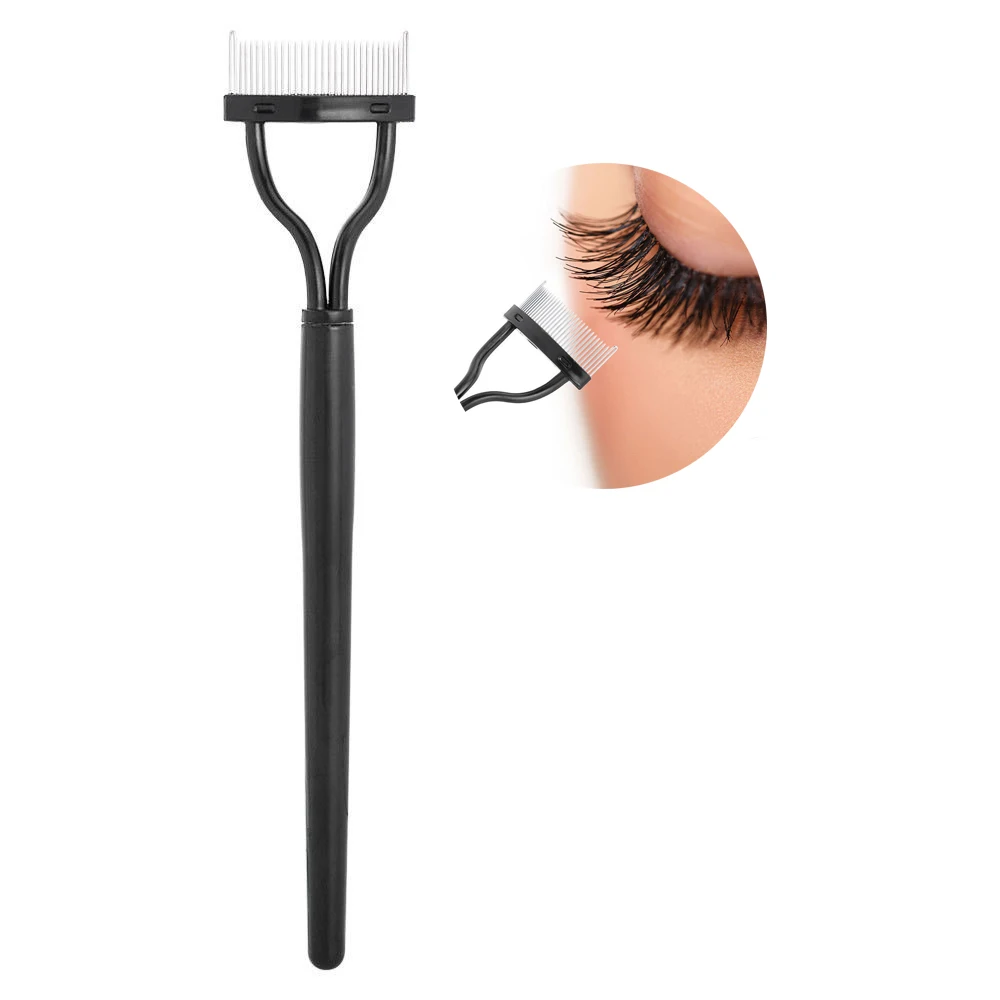 1pcs Eyelash Comb Lash Separator Lift Curl Black Metal Brush Mascara Guide Applicator Beauty Eye Makeup Tools Accessories | Красота и