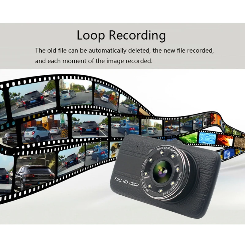 Черный 4 дюйма Lcd Dash Cam Автомобильный регистратор DVR двойной Камера