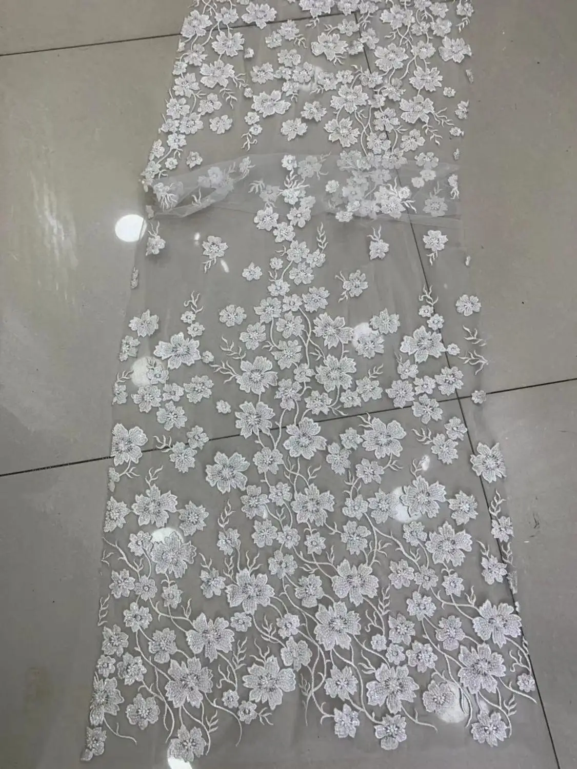 Hh02#5 ярдов/партия цвета слоновой кости цветок бусины Блестки Прекрасный петлевая вышивка тонкой сеткой кружева хорошего качества для распиловки свадебное платье/вечерние