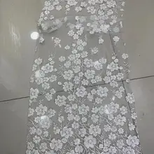 Hh02#5 ярдов/партия цвета слоновой кости цветок бусины Блестки Прекрасный петлевая вышивка тонкой сеткой кружева хорошего качества для распиловки свадебное платье/вечерние