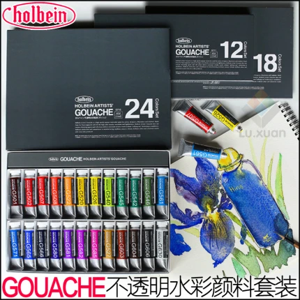 Holbein Opaque Watercolor, Gouache 12 Color 18 Color 24 Color  15ml/5ml,Artist Gouache Set G704,Soft and Even Color, Art Paint