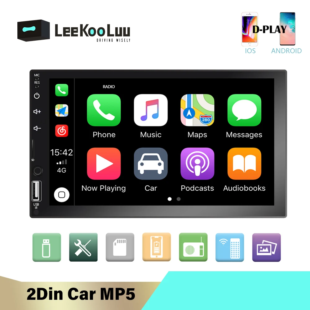 Автомагнитола LeeKooLuu 2din Bluetooth Android 7 &quotсенсорный экран 2 Din D Carplay видеоплеер MP5 USB TF