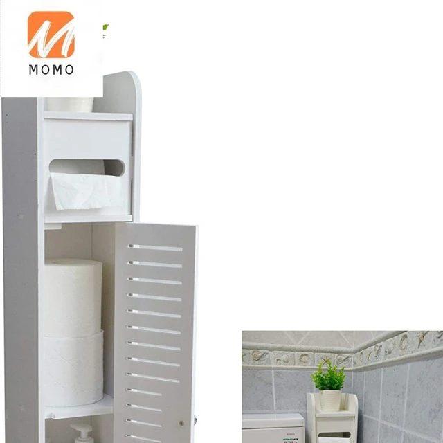 Aojezor Small Bathroom Storage Corner Floor Cabinet with Doors and  Shelves,Thin Toilet Vanity Cabinet,Narrow Bath Sink Organizer,Towel