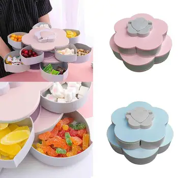 

Plastic Fruit Plate Nut Box Rotating Fruit Candy Box Plum Blossom Rotating Snack Dried Fruit Box