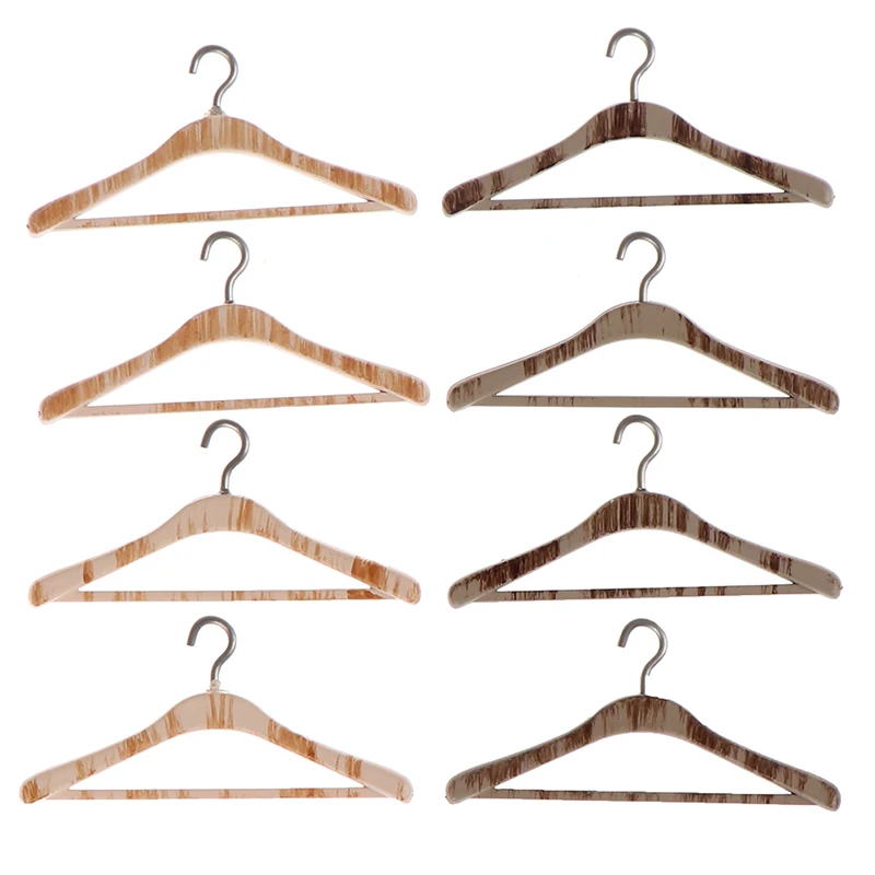 4/8Pcs 1:12 Dollhouse Miniature Wood Hangers Clothes Doll House Accessory doll accessories