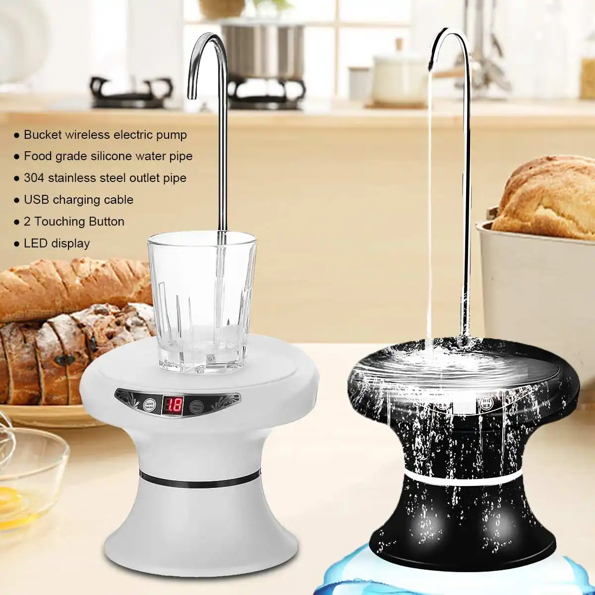 

Electric Water Dispenser Wireless Portable Automatic Water Pump Dispenser USB Rechargeable Single Cooling Type Water Dispenser