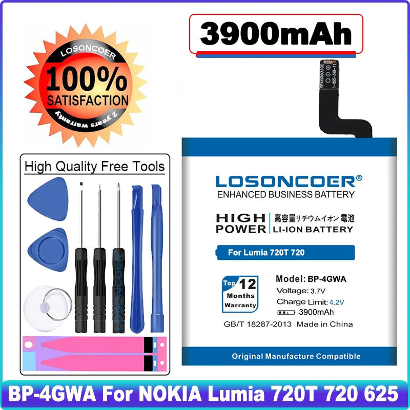 LOSONCOER 3900mAh BP-4GWA Battery Use for NOKIA Lumia 720T 720 625 625h | Мобильные телефоны и аксессуары