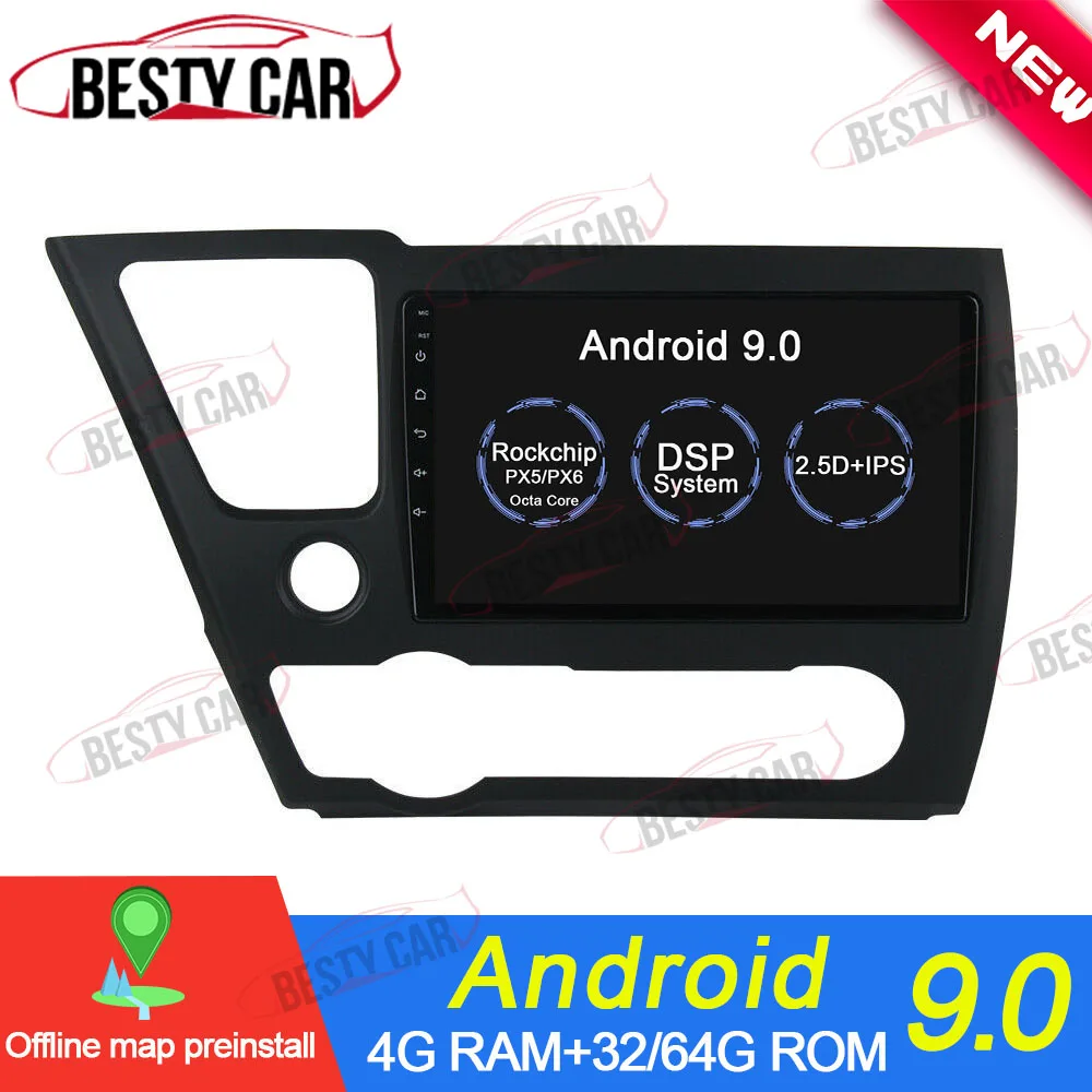 " ips Android 9,0 Автомобильный мультимедийный плеер Радио Стерео gps навигация для Honda Civic Sedan 2013 головное устройство Bluetooth
