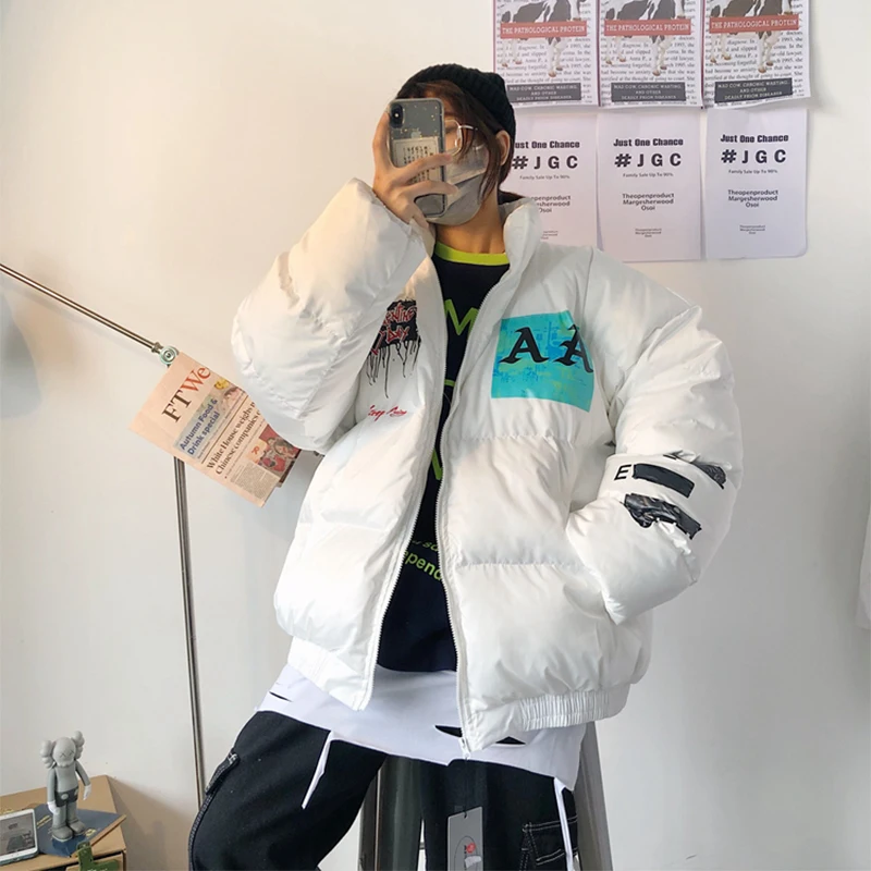 Plegie, мужская уличная куртка в стиле хип-хоп, с принтом в готическом стиле, с надписями и граффити, ветровка, Harajuku, зимняя верхняя одежда, парные пальто