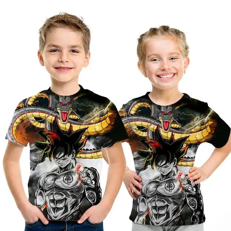 Dragon Ball Z Goku Saiyan/Shenlong patrn Dragon Ball анимацин nios camiseta nios Топы camiseta hombres nias camiseta Прямая поставка