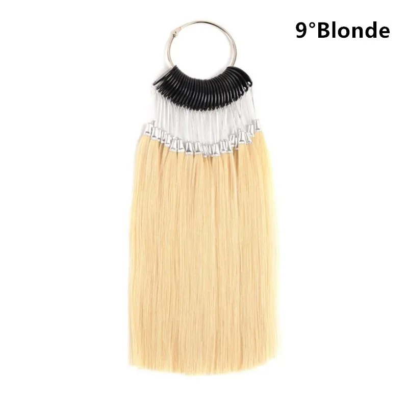 30Pcs/Set Hair Color Rings Human Hair Swatches for Human Extensions and Salon Dyeing Sample, Can Be Dye Any Color