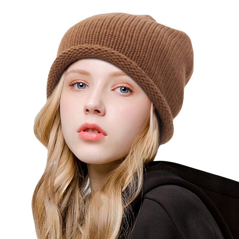GEMVIE Новая модная зимняя женская шапка, вязаный Регулируемый головной убор, рулон шнурка, Шапка-бини, Толстая теплая Skullies