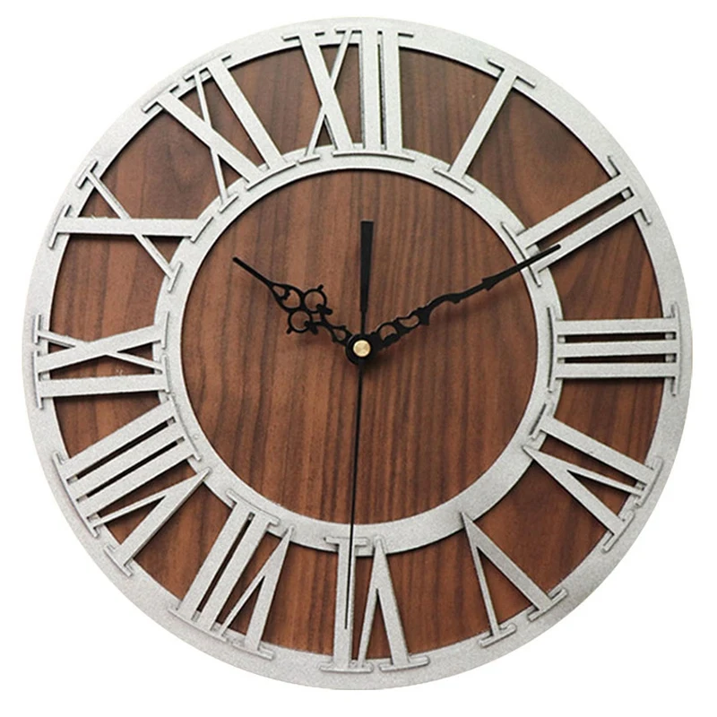 

Wall Clock Modern Design Mechanism Vintage Digital Metal European Wooden Roman Craft Wall Clock Living Room Decorative C