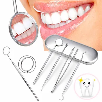 

Dental Tool Set Mouth Mirror Stainless Steel Dental Hygiene Kit Tartar Pick Scaler Schraper Remover Teeth Cleaning Oral Care Kit