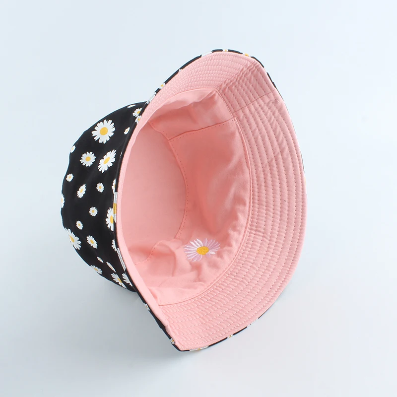 Sun hats Fisherman hat Bucket hats Sun hat Summer Daisies Bucket Hat Women Fashion Cotton Beach Sun Hats Reversible Bob chapeau Femme Floral Panama Hat Fisherman