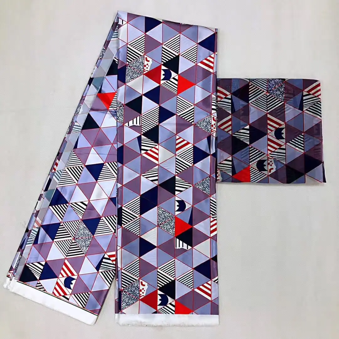 Новые шелковые принты ткань Анкара Атлас воск высокое качество 5 ярдов африканская кружевная ткань для вечерние платье с шифоновый шарф в комплекте