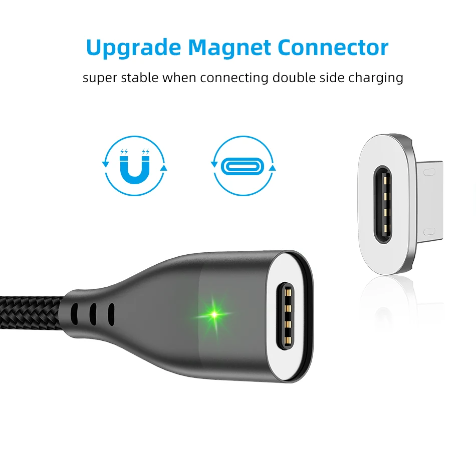 GTWIN 3A Магнитный USB кабель для быстрой зарядки Micro магнит type C шнур для samsung S10 S9 S8 разъем s7 s6 Зарядное устройство USB шнур