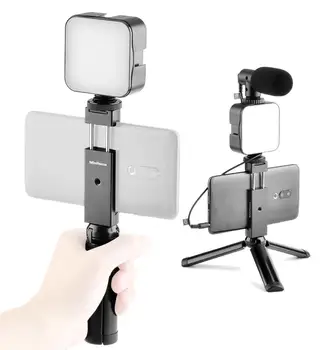 

Recording Video Vlog Kit Microphone Tripod Phone Holder Clip Mount for YouTube Live Vlogging Smartphone iPhone 11 Pro Android