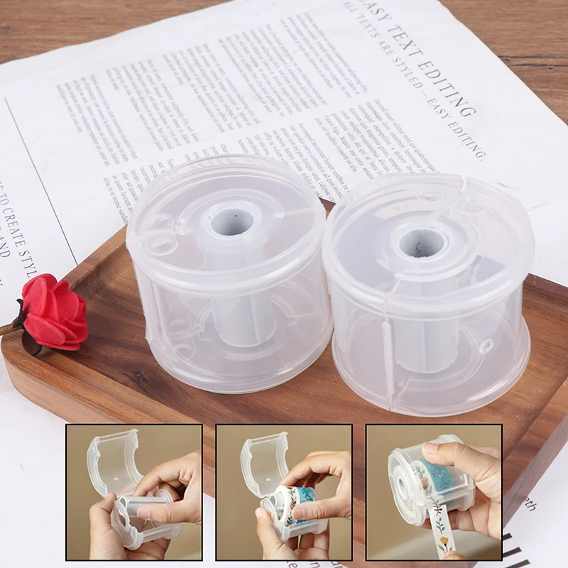 Round 5.5*6.5cm Tape Cutter Stationery Transparent Tape Collection Cutting Box