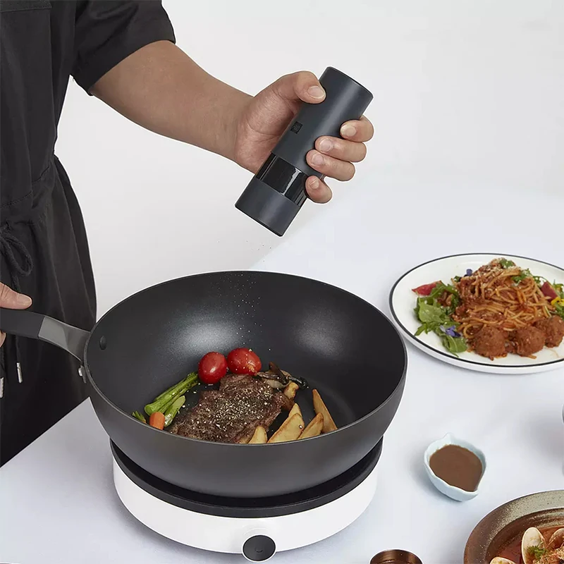 Mill Pepper And Salt Grinder electric grinder,salt and pepper grinder,pepper grinder Huohou Electric Automatic LED Light 5 Modes Peper Spice Grain Pulverizer For Cooking