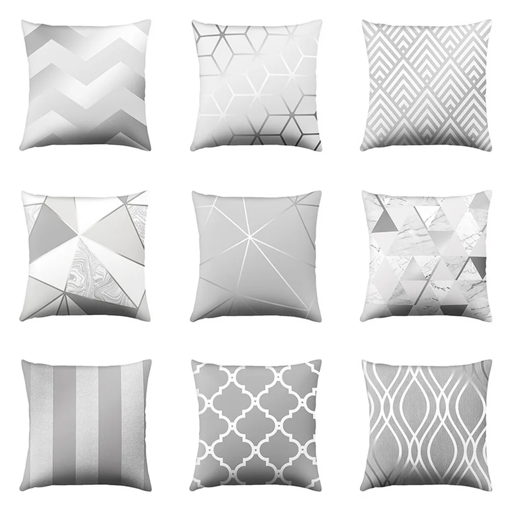 

Home livingroom Sofa Decorations Bedroom Sofa Pillowcase Throw Pillow Cover Gray Striped Geometric Cushion Cover 45*45cm