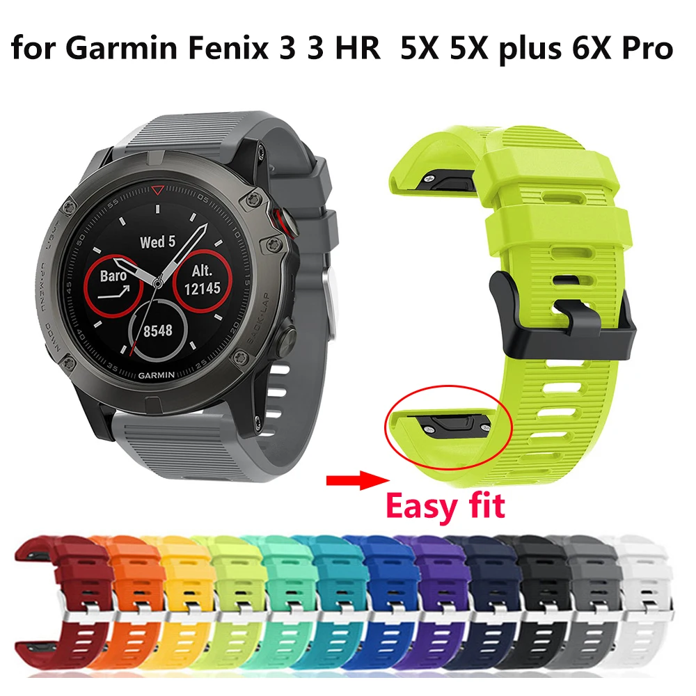26 мм унисекс часы ремешок для Garmin Fenix 3 3 HR 5X 5X plus 6X Pro часы quick release силиконовый легко установить ремешок