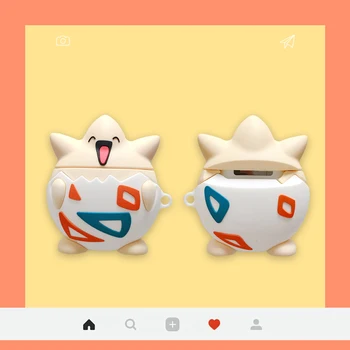 

For Apple Airpods 1/2 Silicone Protection Earphone Cover with Hook 3D Cute Cartoon Togepi Sprites Headphone Accessories Case