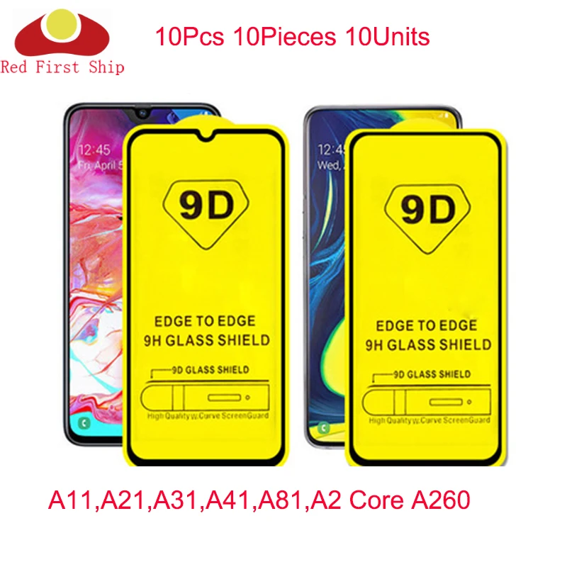 100Pcs 9D Tempered Glass For Samsung Galaxy A11 A21 A31 A41 A81 2020 screen Protector A2 Core A260 cover film Movie Full Glue