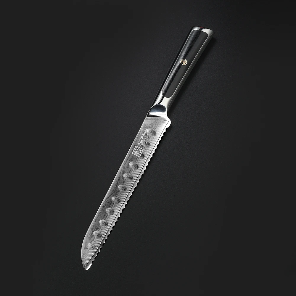KEEMAKE дамасский 8 дюймов нож для хлеба японский VG10 сталь острое лезвие кухонные ножи G10 Ручка Высокое качество нож для торта