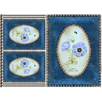 

Decoupage map of anemone in Blue Velvet