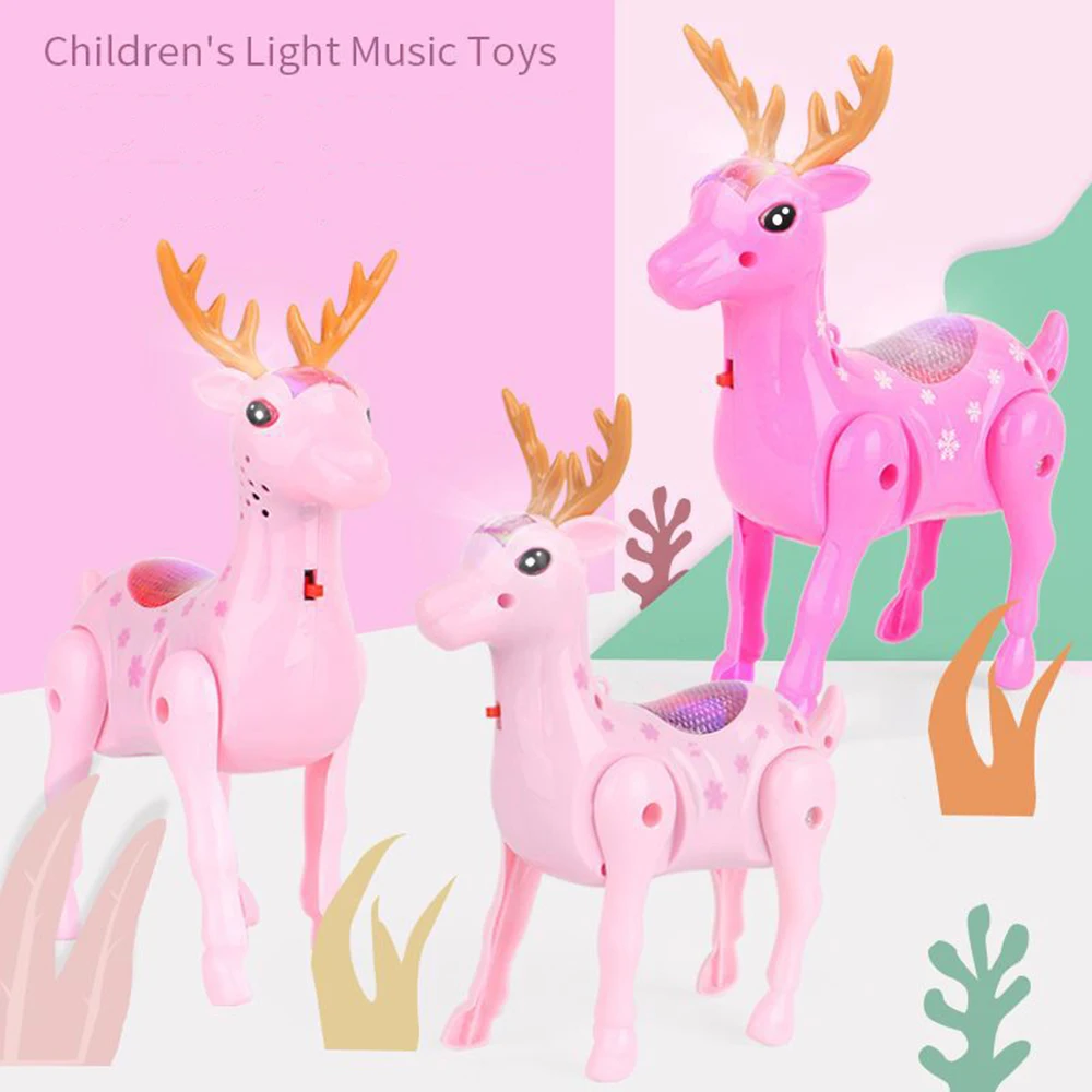 Электрический поводок для животных Sika Deer милый матч Sika Deer детская игрушка бег красочные огни Музыка Рождественский подарок светящаяся музыка