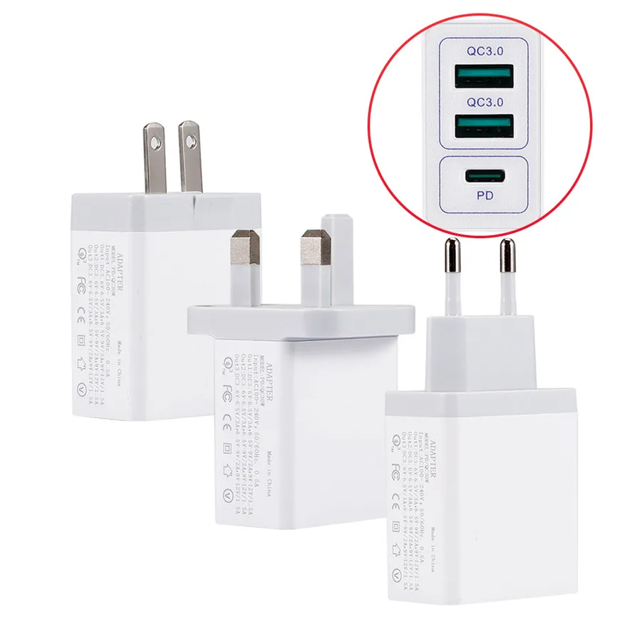 300 шт. QC3.0 PD type-C type C USB быстрое зарядное устройство адаптер для путешествий 36 Вт Smart QC 3,0 USB Быстрая зарядка для iPhone samsung Galaxy
