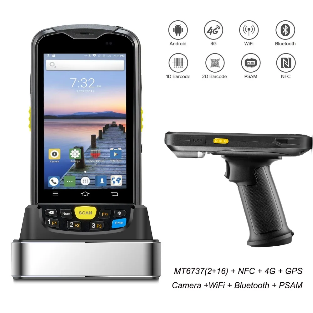 4G Портативный КПК Android 6,0 POS терминал сенсорный экран 2D сканер штрих-кода беспроводной Wi-Fi Bluetooth gps считыватель штрих-кодов 2 Гб 16 Гб