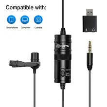 BOYA BY-M1 Professional Lavalier Condenser Broadcast Microphone with USB adapter for Smartphone, PC,DSLR, Camcorder, Recorders