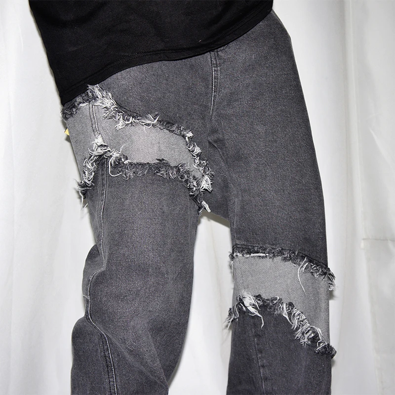 black jeans mens ripped jeans Destroyed 