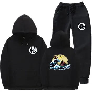 

mens hoodies suit fleece warm dragon ball tracksuit men sweatshirt suit Hoodie+sweat pants Jogging hooded tracksuit толстовка
